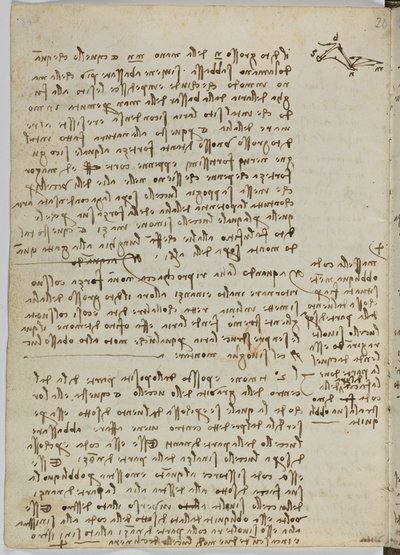 Vogelvluchtcode, c. 1505-06, blad 13 verso door Leonardo da Vinci